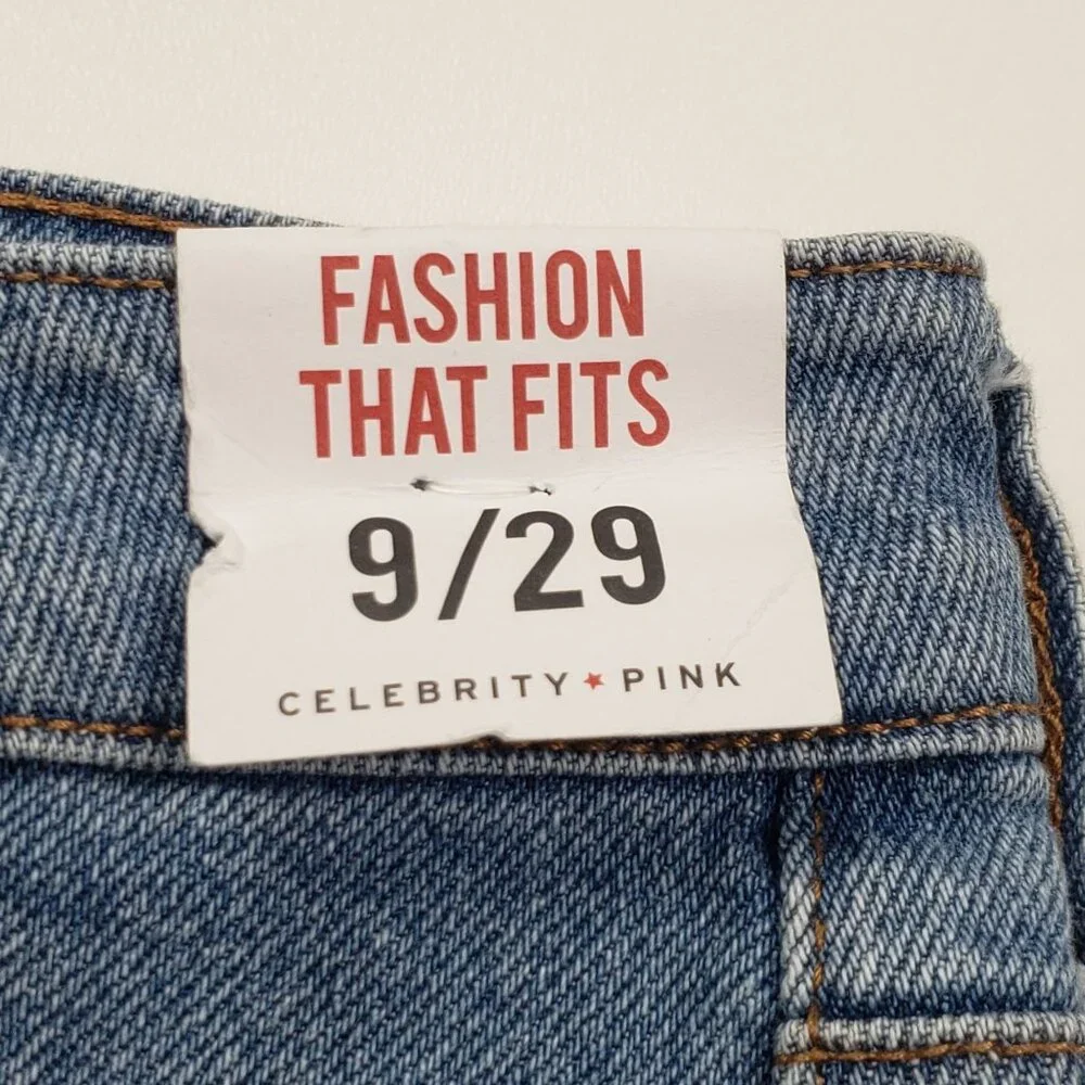 Celebrity Pink Raw Edge Cutoff Denim Shorts Womens 9/29 Blue Motivational Wash - Picture 3 of 16